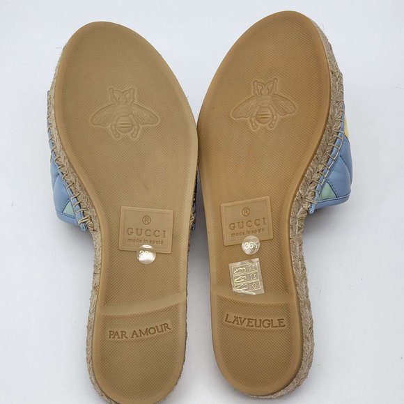 100% Authentic Gucci GG Marmont Multicolor Sandal Espadrilles - Picture 7 of 10